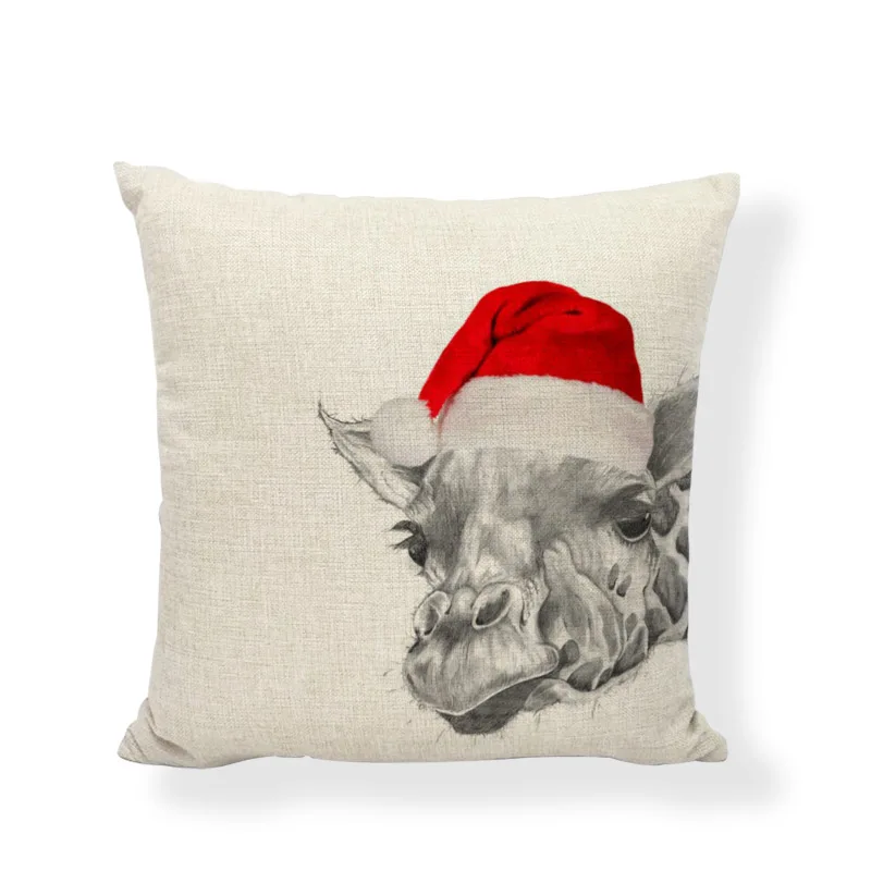 9 Christmas Animal Cushion Cover 45x45cm Flamingo Duck Deer Bird Home Bedroom Sofa Living Room New Year Gift Decoration Pillowcase - Цвет: 9
