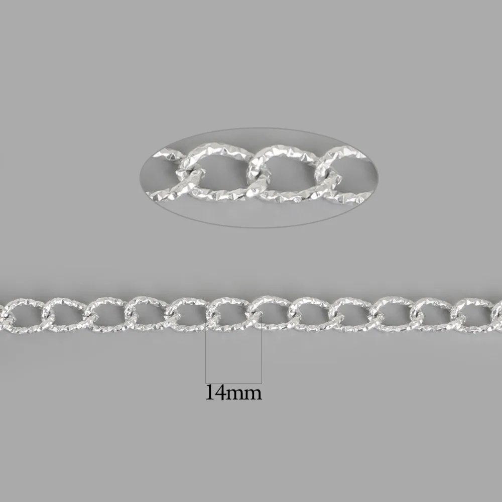 Высококачественная Посеребренная/светло Золотая алюминиевая цепочка 14 Х9 мм 3