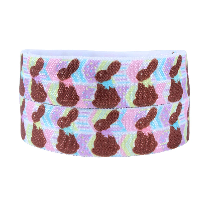 

FLRA FOE 5/8 Easter brown rabbit fold over elastic for knotted hair ties