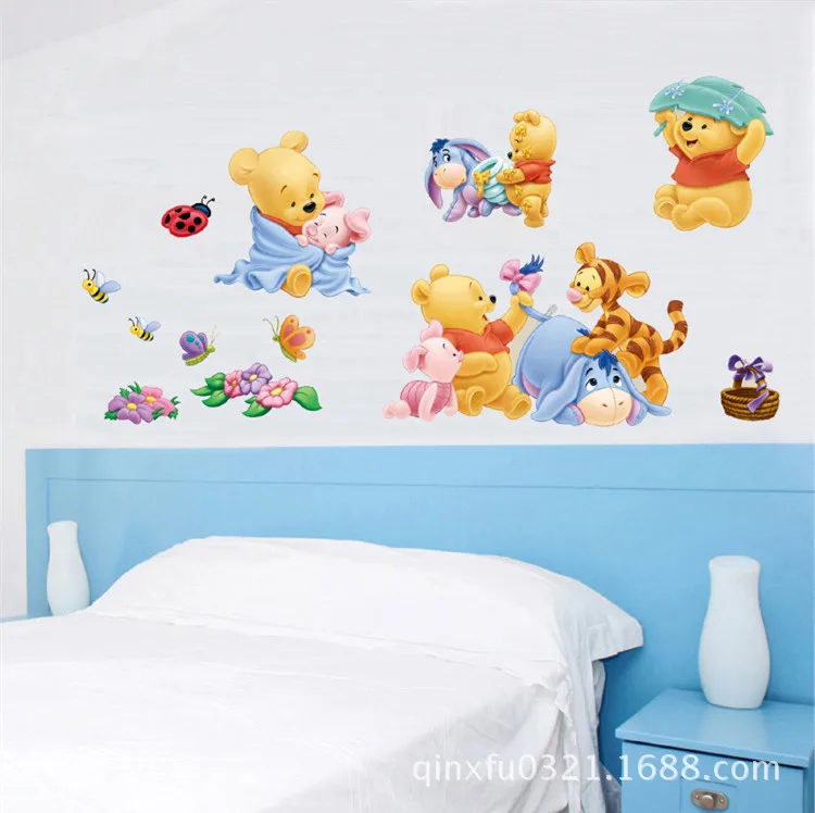 Винни Пух мультфильм съемные стенки наклейки детская комната спальня гостиная