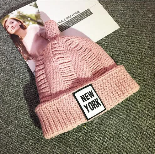 Новая южнокорейская шляпу в 2017 зимний письмо с шерстяные шляпы и корейской
