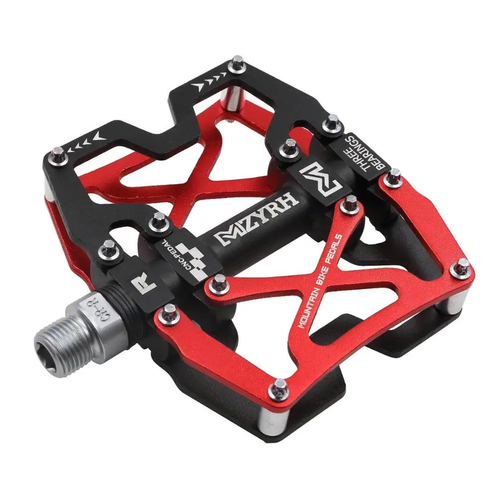 Black and Red MZYRH горные MTB велосипедные широкие педали 9/1" велосипедные герметичные 3 подшипника педали с ЧПУ Обработанные смазочные герметичные подшипники педали на платформе - Цвет: Black and Red