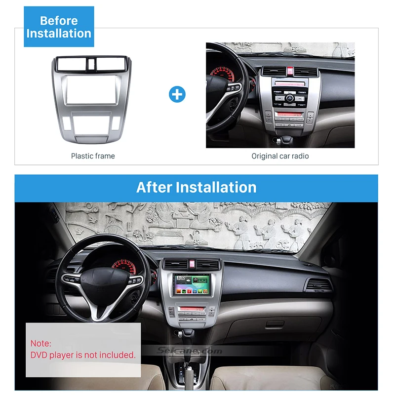 Seicane 2Din автомобильный Радио Рамка фасции отделка комплект для 2008 2014 Honda City Ballade