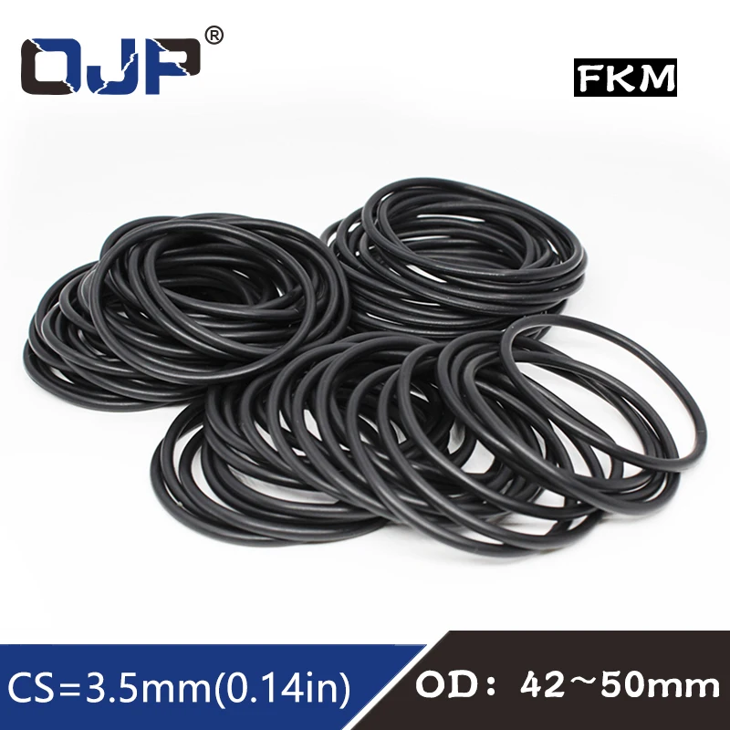 

5 шт./лот фторрезиновое кольцо, черное уплотнительное кольцо FKM CS: 3,5 мм OD42/43/44/45/46/47/48/49/50 мм, резиновое уплотнительное кольцо, уплотнительное кольцо, прокладка