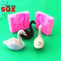 new arrival 3d beautiful swan shape fondant silicone mold candle moulds sugar craft tools chocolate moulds bake ware sq16200