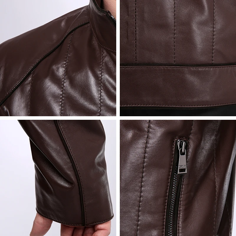 AMSIIKE 2017 Мужская коричневая куртка кожаная стойка воротник A9842|jacket fashion|jacket ajacket jacket