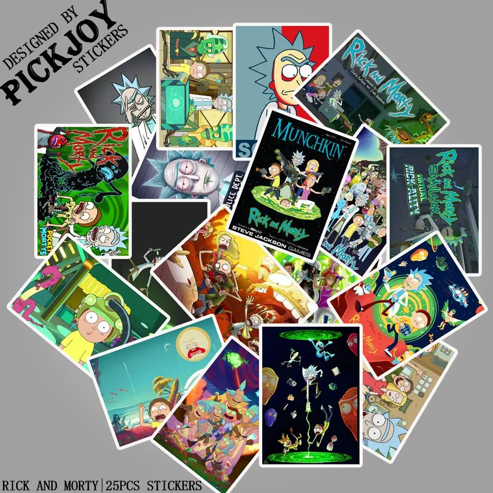D074(25Pcs) 25 шт./упак. мультфильм Рик и Морти настенные наклейки для детской бар Чемодан скейтборд для мобильных устройств на детская игрушка, наклейки на ногти - Цвет: D074(25Pcs)
