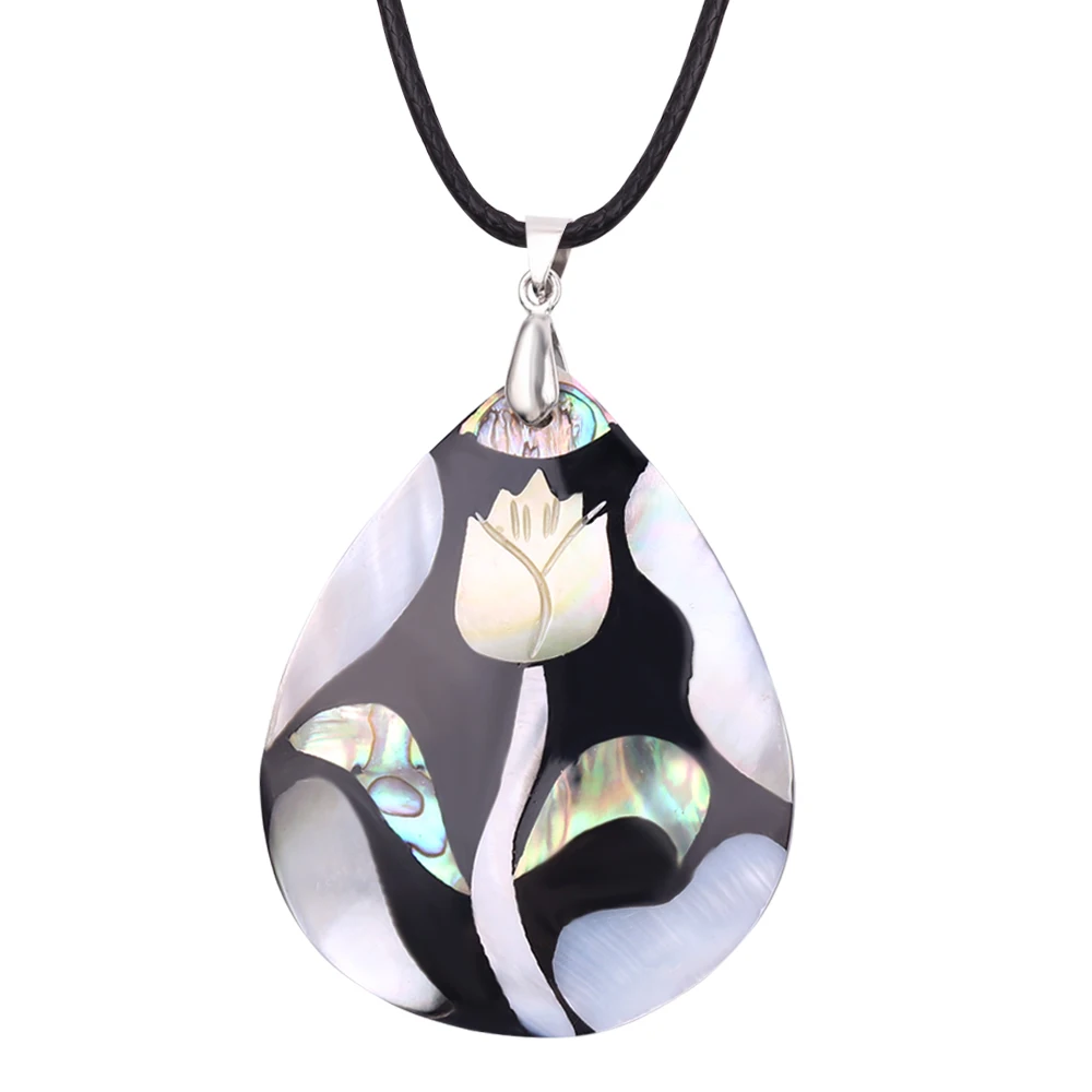 Ожерелье в форме цветка с геометрическим рисунком подвески из натурального