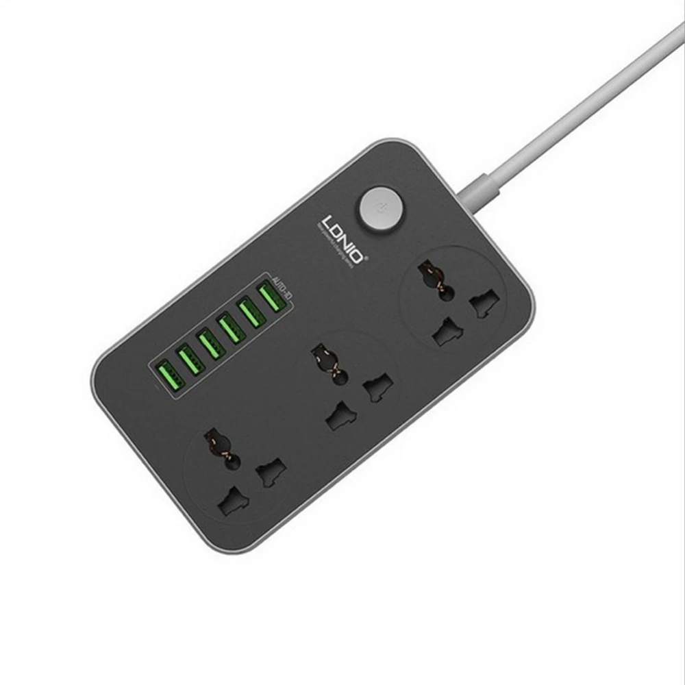 3 розетки 6 Порты USB быстрая Зарядное устройство Мощность розеток электрическая