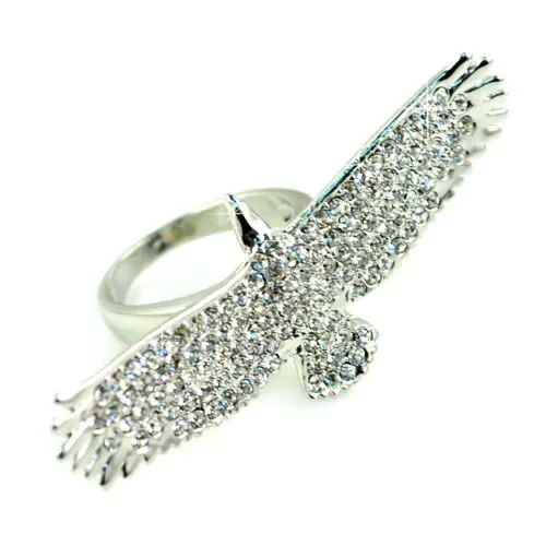 Роскошное свадебное кольцо с кристаллами для женщин серебряного цвета полное CZ