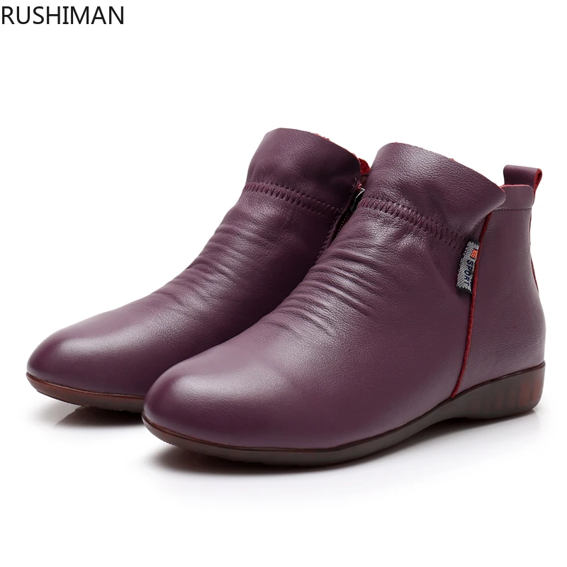 Зимние новые туфли RUSHIMAN из натуральной кожи для людей среднего возраста с