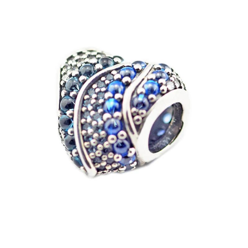 

CKK Silver 925 Jewelry Fits Pandora Bracelets Aqua Heart Charm, Aqua & London Blue Crystals Charms Original Beads