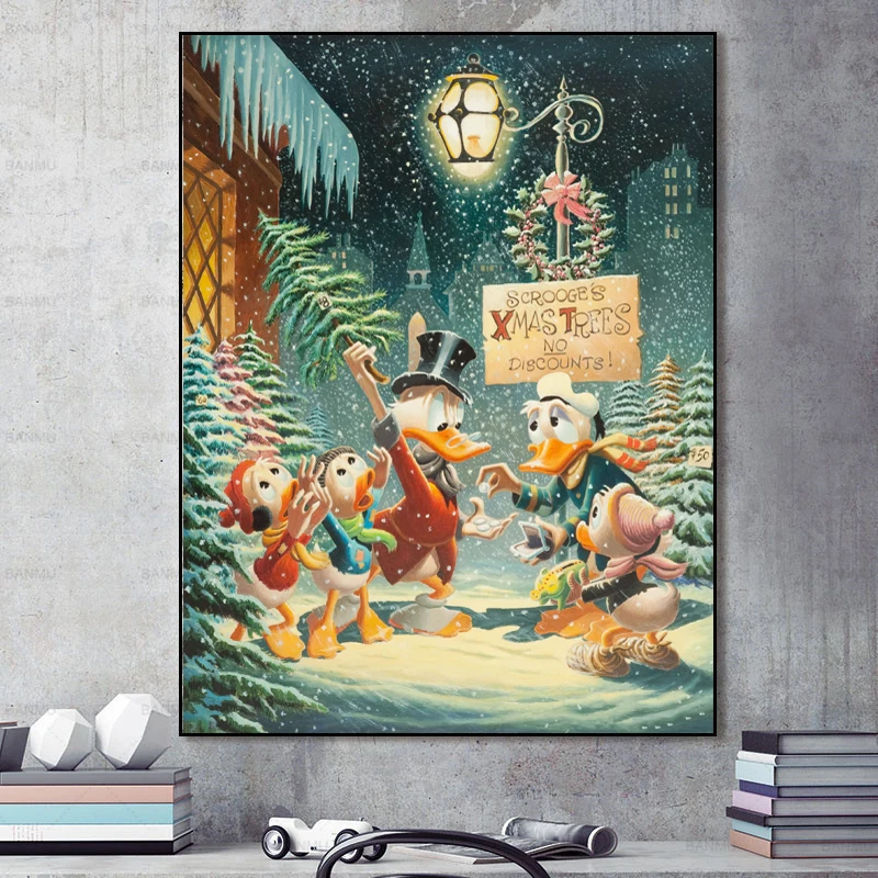 Uncle Scrooge Duck Comics Рождество минималистичный художественный холст плакат картина маслом настенная мультяшная картина домашний декор для спальни рамки