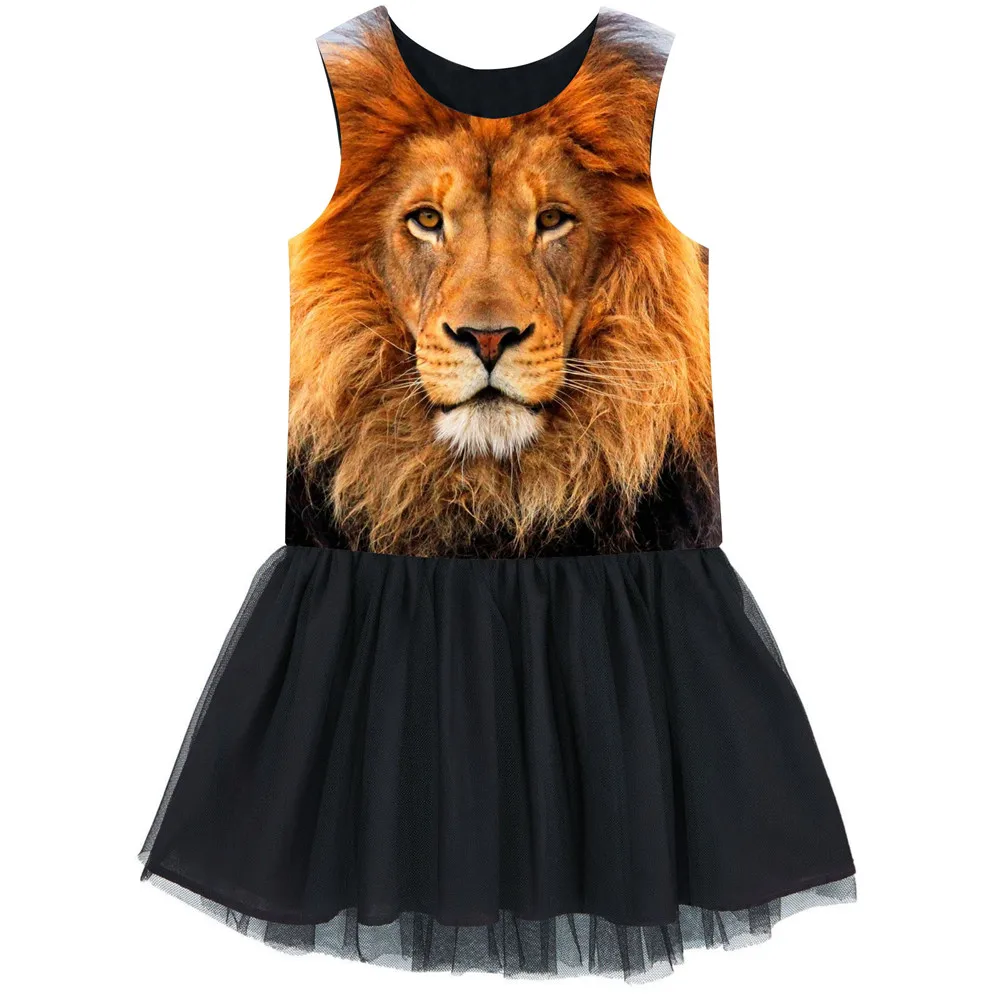 Платье для девочек-подростков платье с животным принтом Львов костюмы без