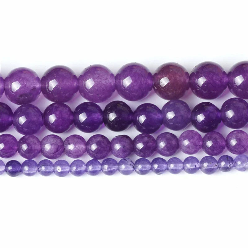 Purple Природный камень бисер фиолетовый аметист нефрит свободные шармы бусины 4/6/8/10 мм Шар агат кристальных камней, украшение для Для женщин ювелирные изделия делая - Цвет: Purple