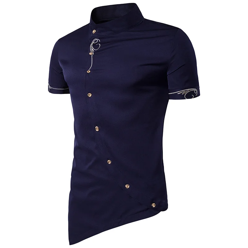Летние Для мужчин Повседневное Винтаж рубашка короткий рукав рубашки Slim Fit