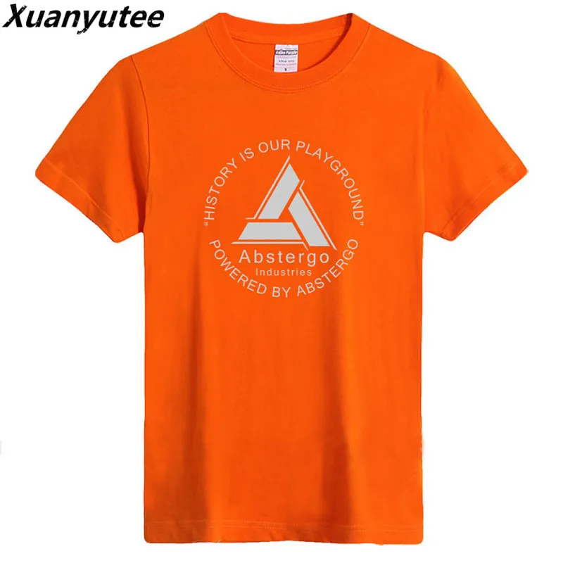 Xuanyutee Новое поступление футболка мужская с принтом Abstergo Industries летняя круглым