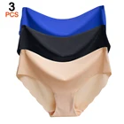 3 шт.лот, сексуальные бесшовные трусы, нижнее белье, женские трусы-кюлоты, большие размеры, Однотонные трусы с низкой посадкой