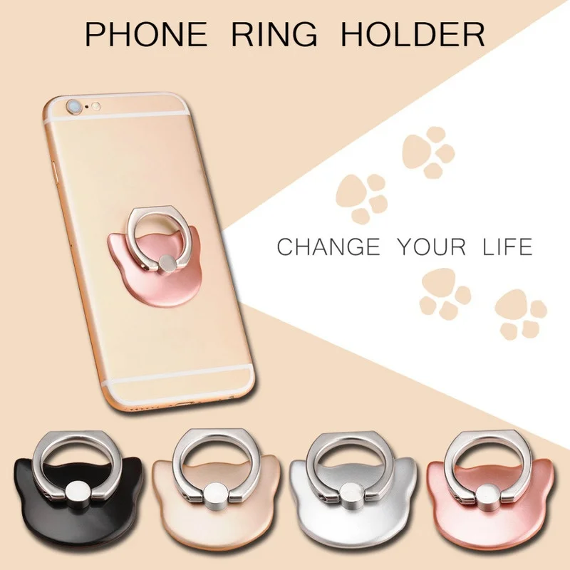 360 Degree Cat Ear Mobile Phone Finger Ring Holder Stand Mount Charging Support Universal Bracket for iPhone Xiaomi iPad Samsung |