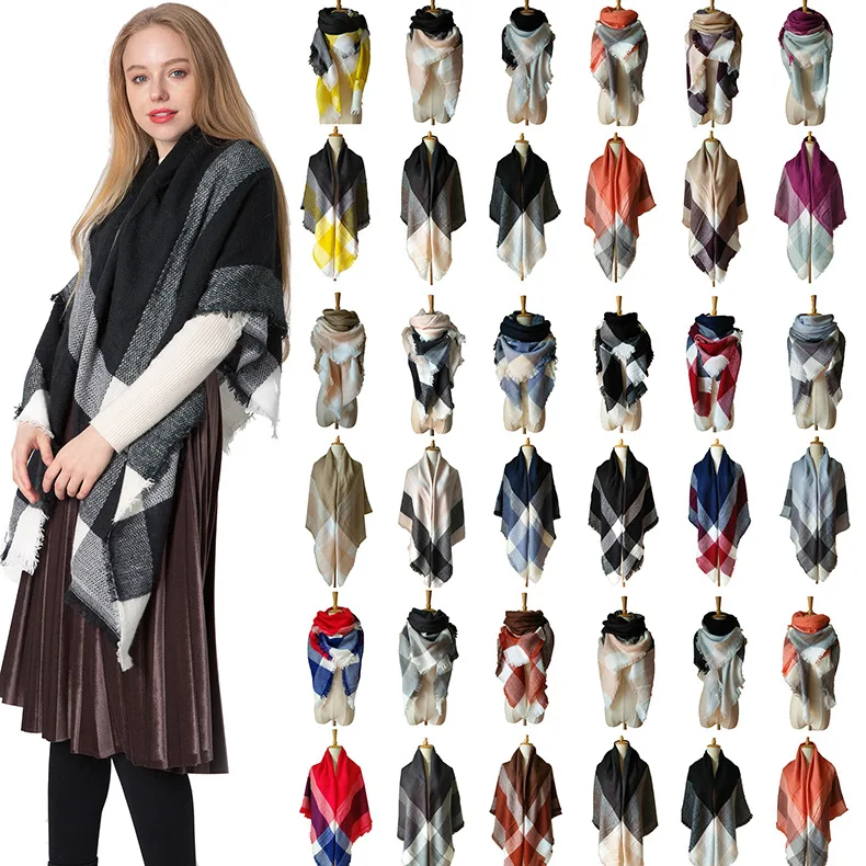 

Square Winter Scarf For Women Brand Designer Shawl Cashmere Plaid Scarves Blanket Wholesale Girls Shawls