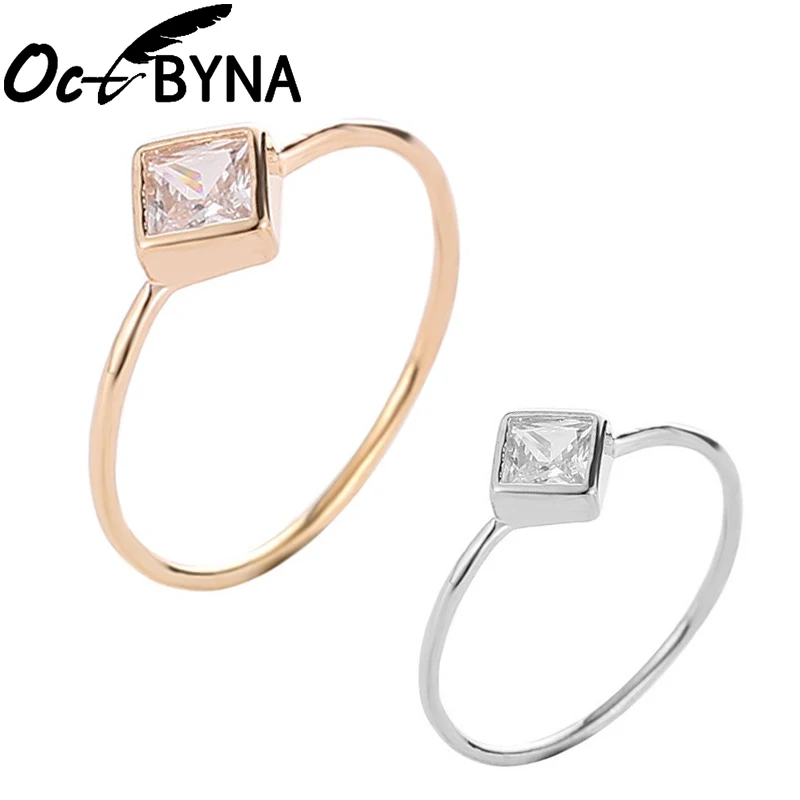 Octbyna, простые подвески, геометрические, квадратной формы, CZ Циркон, обручальное, хорошее кольцо для женщин, обручальное кольцо, ювелирные изделия на палец