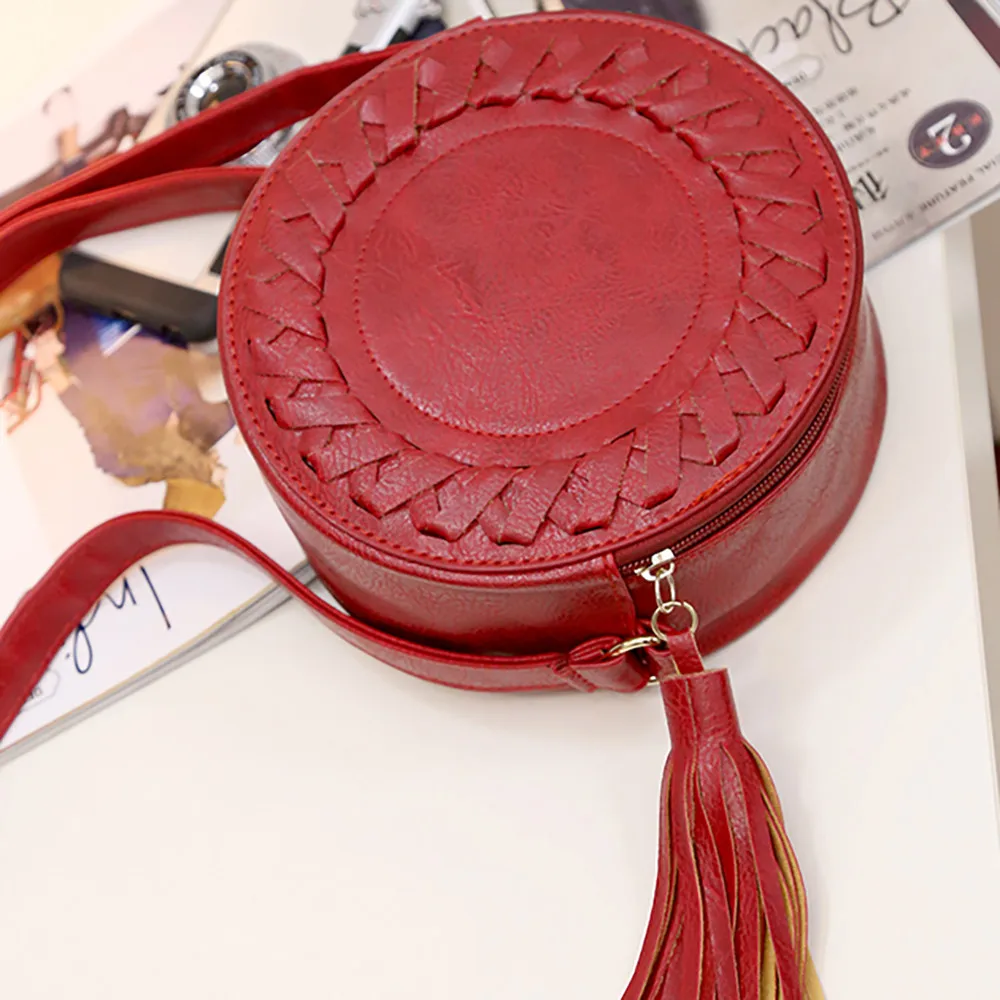 

Bags for Women 2020 Woman Round Casual One-shoulder Adjustable Braided Tassel Small Round Bag Luxury Handbags Women Bags Bolsas