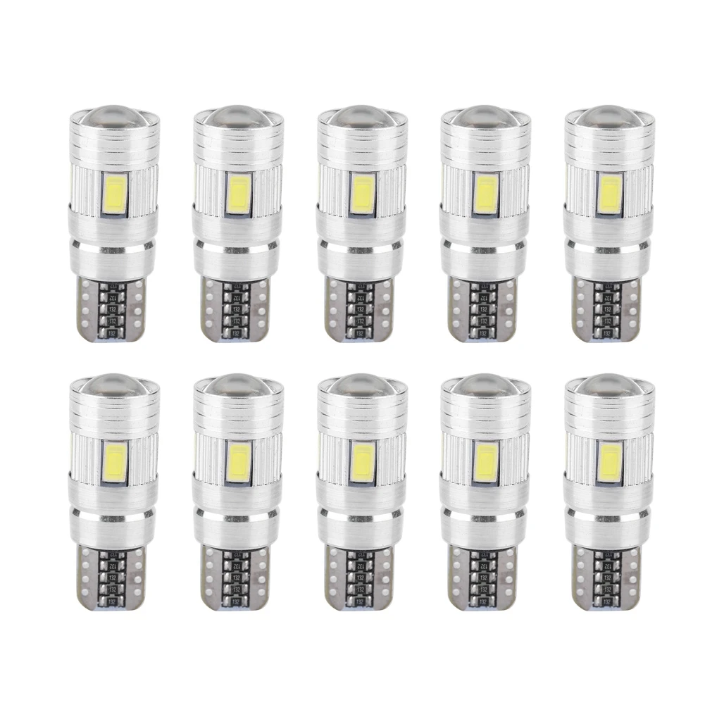 10 шт. T10 5630 6SMD W5W автомобильное декодирование светодиодный лампы Canbus Error Free Боковой габаритный фонарь освещения номерного знака «автомобильное парковочных огней