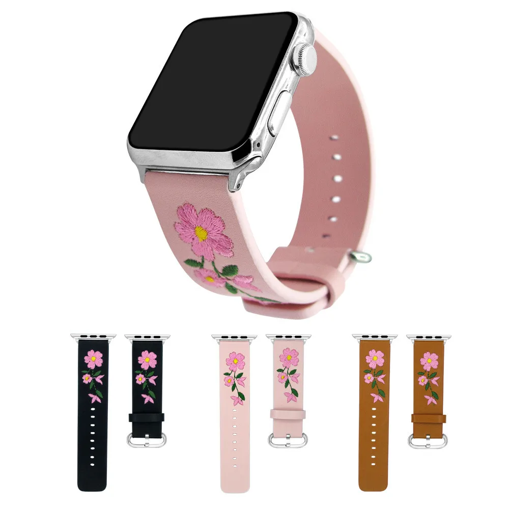Роскошный браслет кожаный ремешок для наручных часов Apple Watch Series 4/3/2/1 нейлон iWatch с