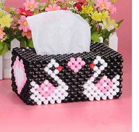 handmade beaded diy jewelry material wrapped swan heart napkin carton tissue box