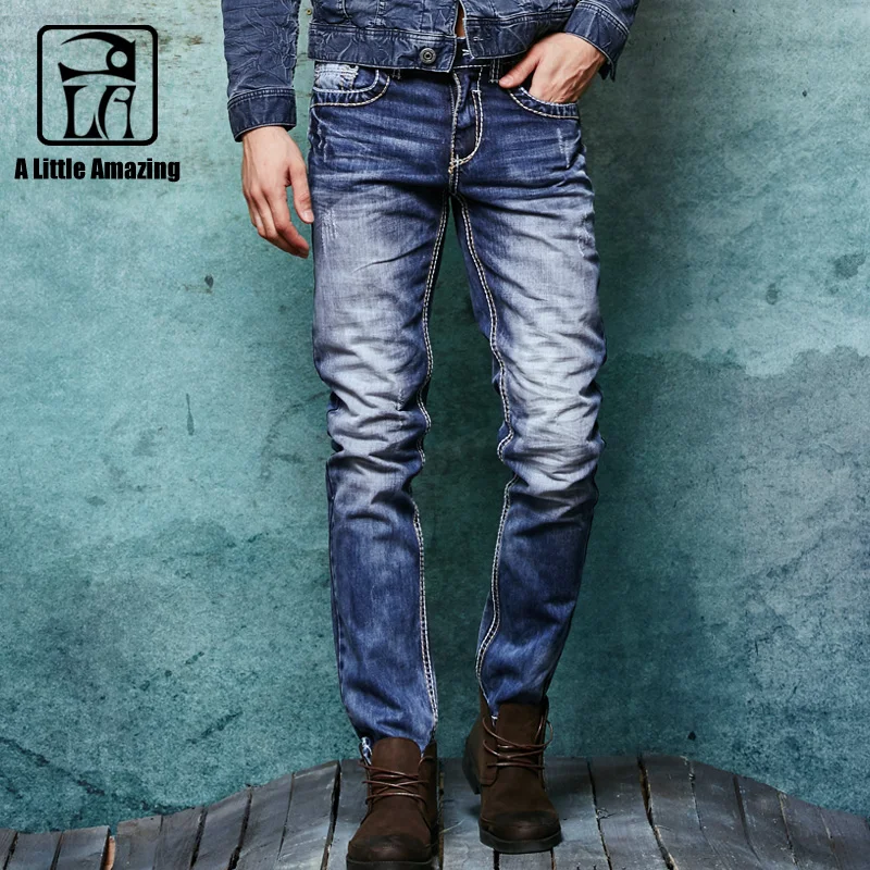 Толстый шов мужские проблемных Джинсы для женщин рваные 3D морщинка мужской моды