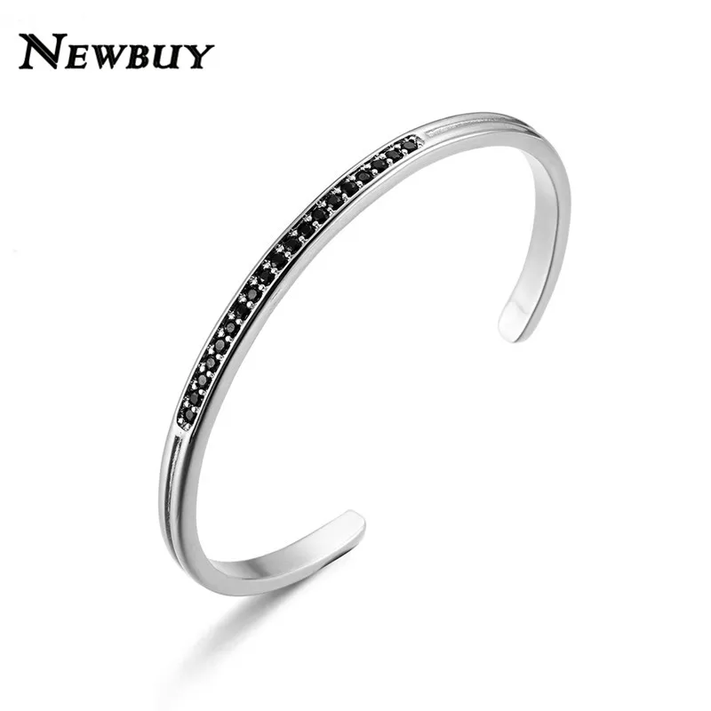 NEWBUY 2020 Модная медная Открытые Браслеты для женщин черные кубические циркониевые
