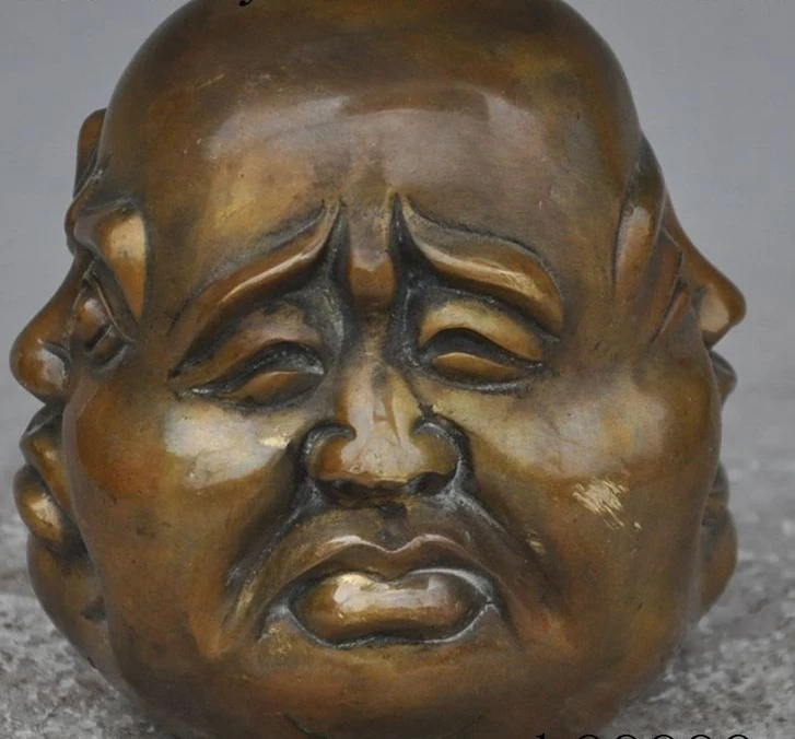 Женская Бронзовая статуэтка Будды с разными эмоциями и 4 лицами 12 см | Дом сад