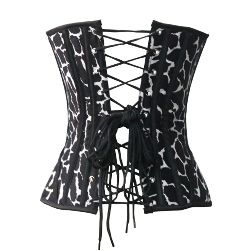Corzzet Gothic Rose Red Leopard Front Zipper Strapless Overbust Corset Top Steampunk Sexy Lingerie Vintage Korsett For Women