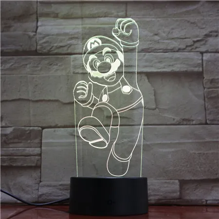 3D светодиодная USB-лампа в виде супермарио акриловая мультяшная 3d-фигурка
