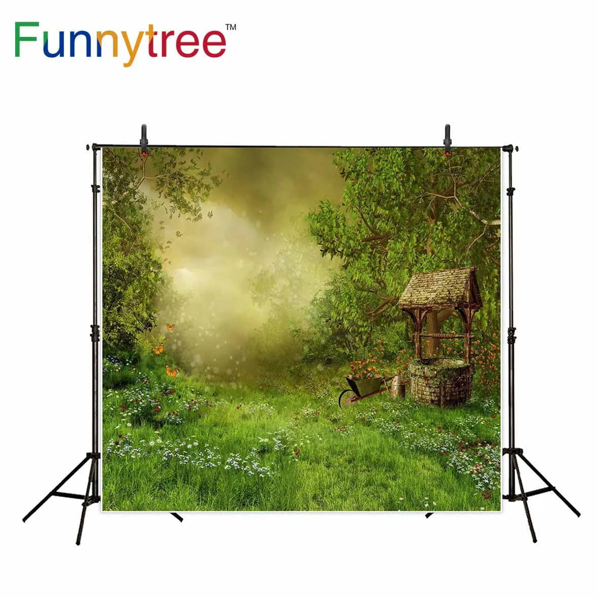 

Фоны Funnytree для фотостудии трава дерево цветок Весна Бабочка хорошо винтажный боке фото стенд фон