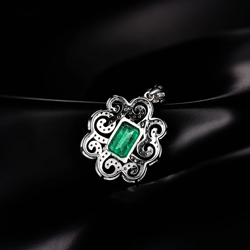 LOVERJEWELRY Колумбии изумрудное ожерелье с подвеской натуральным бриллиантом 14Kt