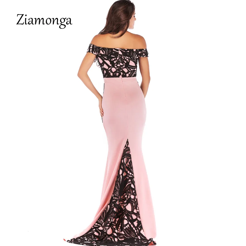 Ziamonga vestido de festa русалка кружевной Топ Лиф Тонкий Bodycon длинное платье Формальные