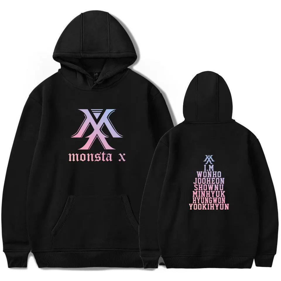 Толстовка с капюшоном Kpop Monsta X для мужчин и женщин толстовка в стиле Харадзюку