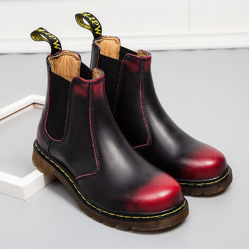 Autumn Winter Genuine Leather Ankle Chelsea Boots Men Shoes Vintage Classic Male High Quality Leather Ankle Boots Big Size 38-45