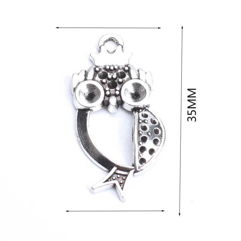 10 шт./лот винтажные металлические подвески в виде совы для изготовления