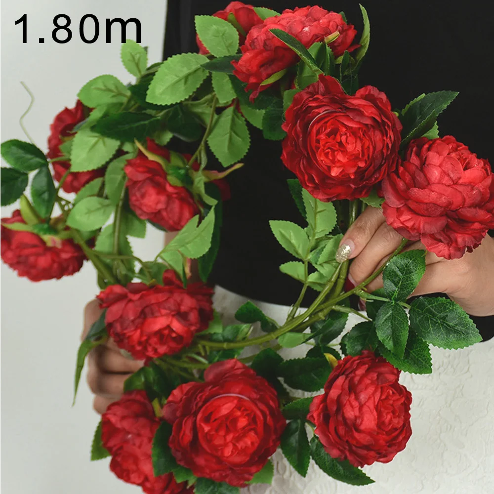 1 х Искусственный Пион Гирлянда Шелковый цветок лоза плюща Свадебный садовая