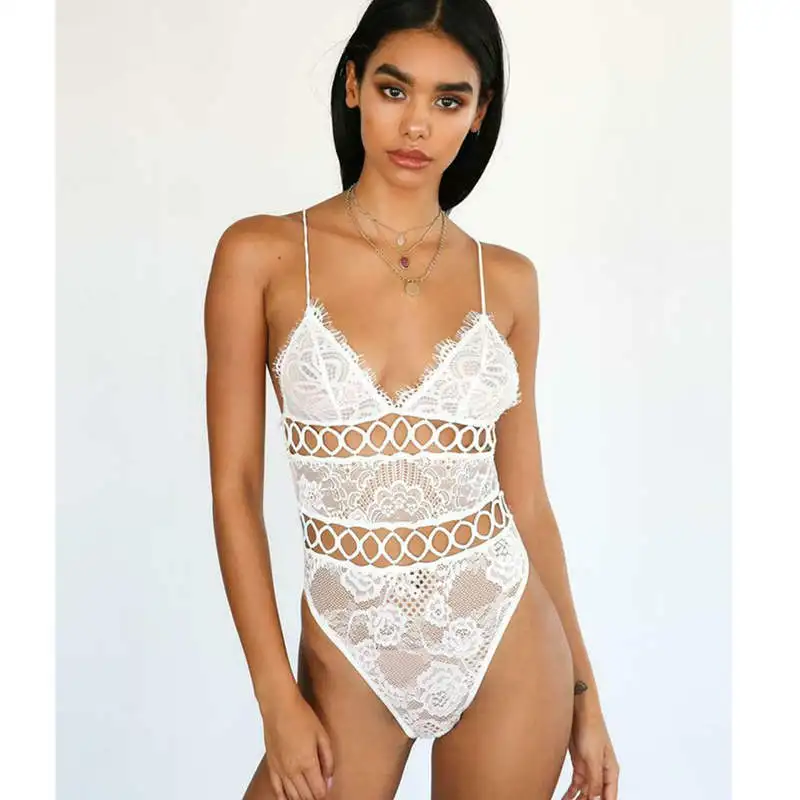 Женский экзотический пеньюар одежда боди сплошной цвет Кружевное комплект