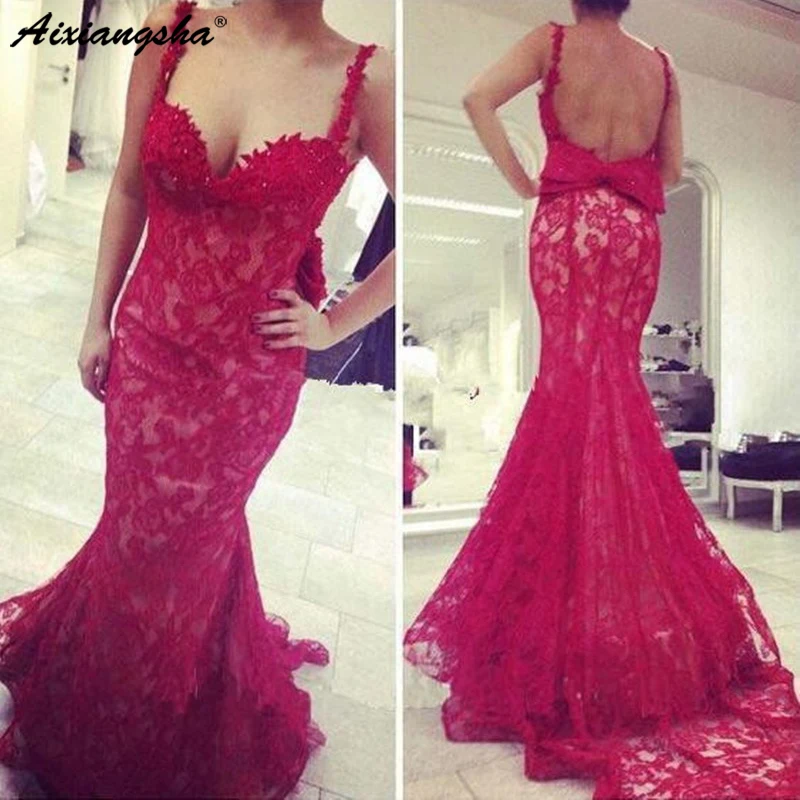 

vestido de festa Sexy Lace Sweetheart Spaghetti Strap beading Mermaid Evening Dress prom gown robe de soiree