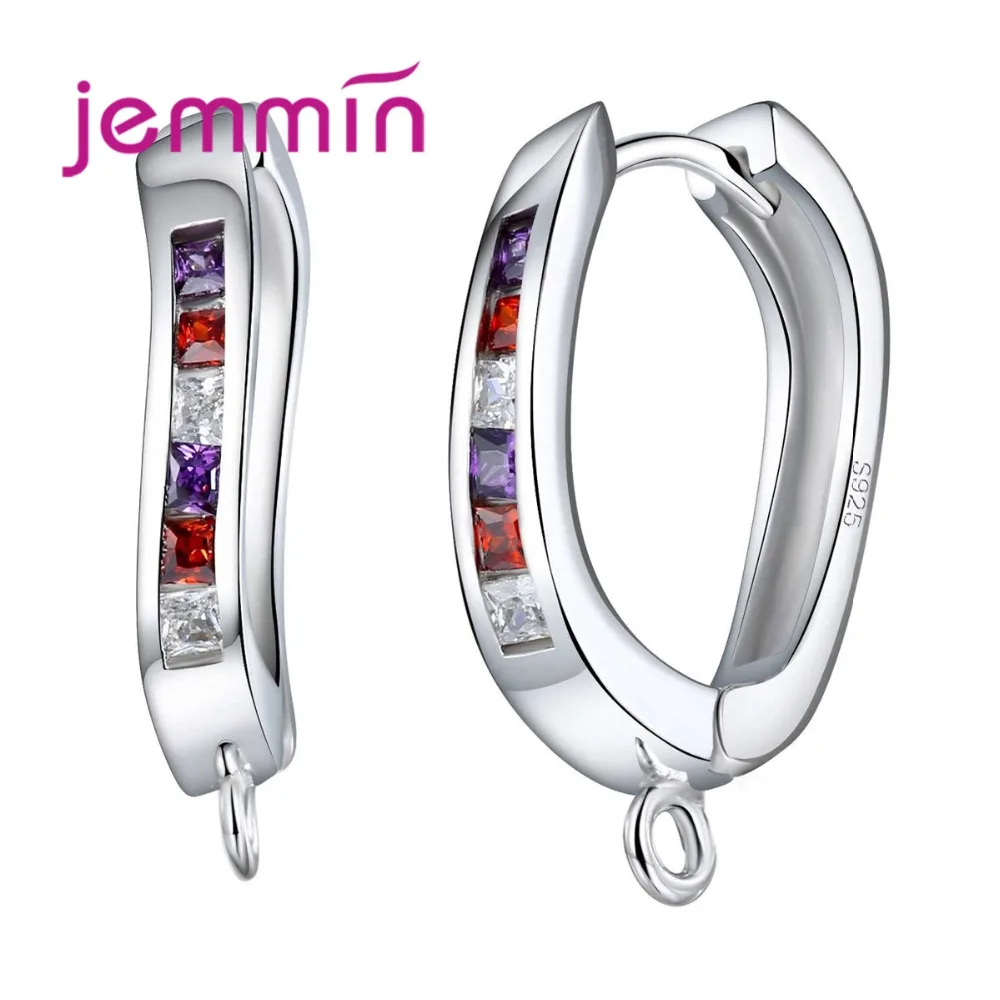 

Trendy Dazzling Surround Multicolor Crystal Hoop Earrings Women 925 Sterling Silver Earrings Fashion Jewelry Accessories
