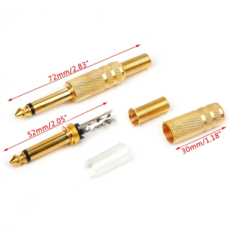 

10 Pcs Gold Plated 6.35mm Male 1/4 Mono Jack Plug Audio Connector Soldering
