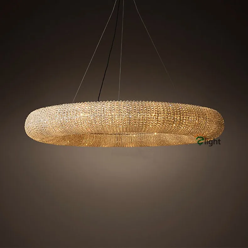 Американский RH Crystal Lustre De Cristal светодиодный круглый подвесной светильник K9 кристалл Лофт Ресторан минимализм шнур подвесной светильник