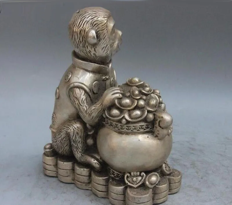 Китай Бронза Медь фэн шуй горный Зодиак Дракон играть Кристалл бисера Статуэтка