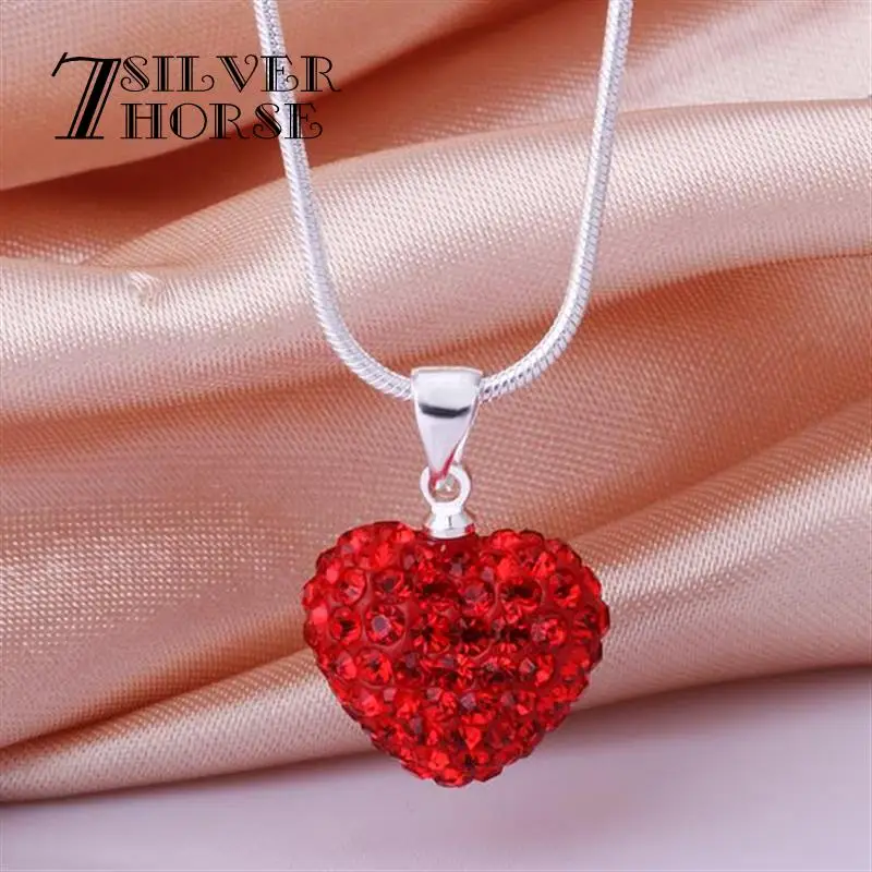7 серебристый лошадь N031 мода красочные jewelries ожерелье В форме сердца кристалл для