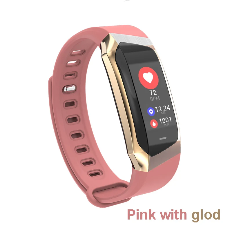 Pink gold Смарт-браслет IP67 Водонепроницаемый измеритель артериального давления кислородный пульсометр спортивный фитнес-браслет трекер Смарт-часы E18 умные часы - Цвет: Pink gold