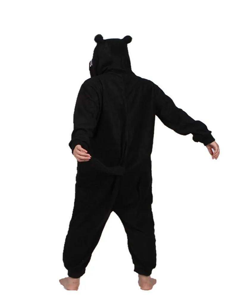 Черная пантера комбинезоны костюм для сна унисекс Пижама взрослых с леопардовым